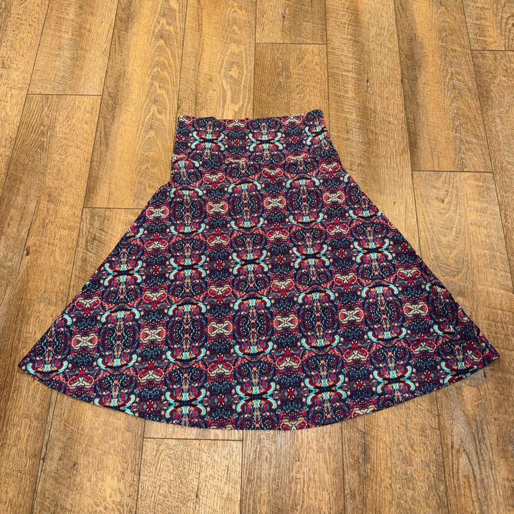 LuLaRoe Women’s Azure Skirt Colorful Floral Pattern Size Medium